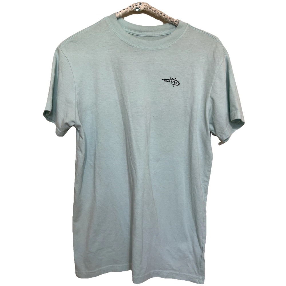 Reel Life Shirt‎ Blue Raised On The Water Pullover Fishing Graphic Sz. S Small